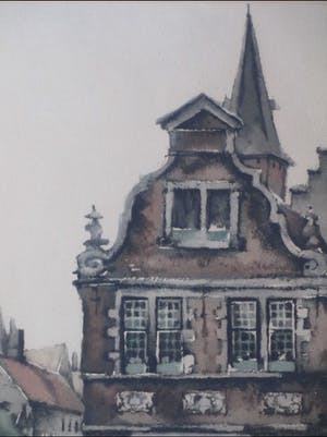 Roger Hebbelinck - Stadsgezicht Brugge met Belfort - Ets kopen? Bied vanaf 50!