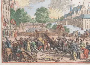 Simon Fokke - Den Haag Hofvijver Binnenhof Plundering 1770 kopen? Bied vanaf 40!