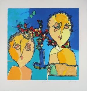 Jan Latinne - Zeefdruk, Geluksboeket kopen? Bied vanaf 20!