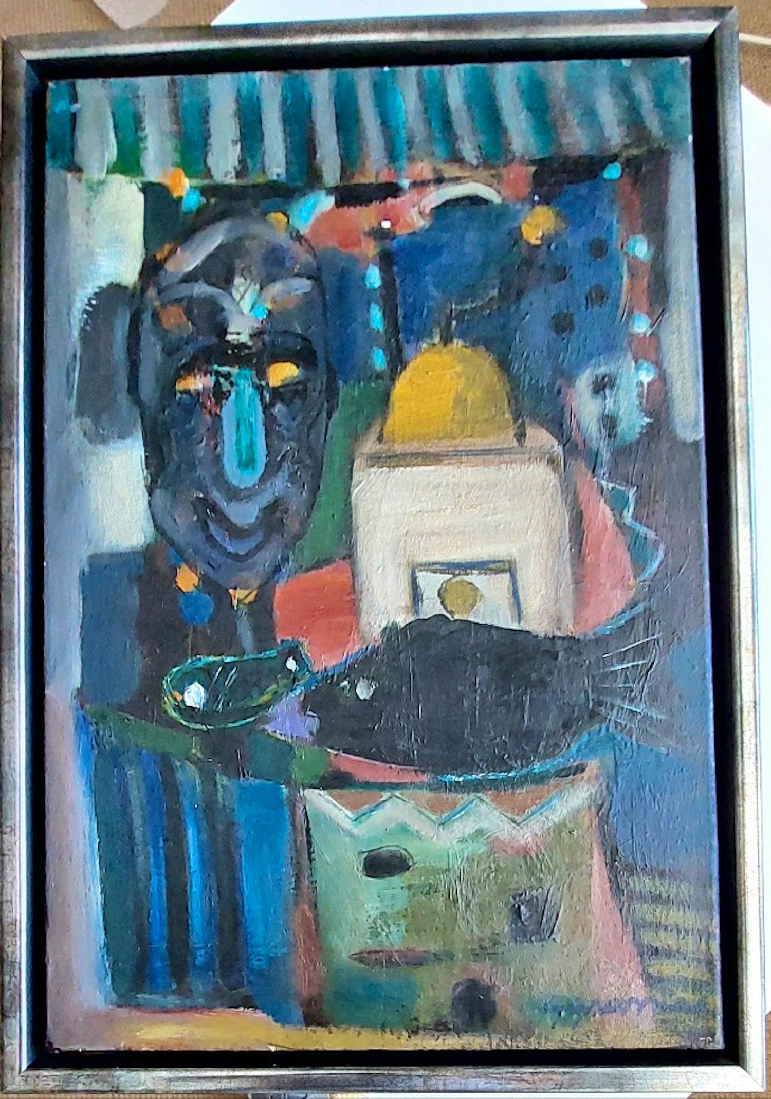 Buy Gérard Grassère - Stilleven met masker en koffiemolen en meer? Bid from 250!