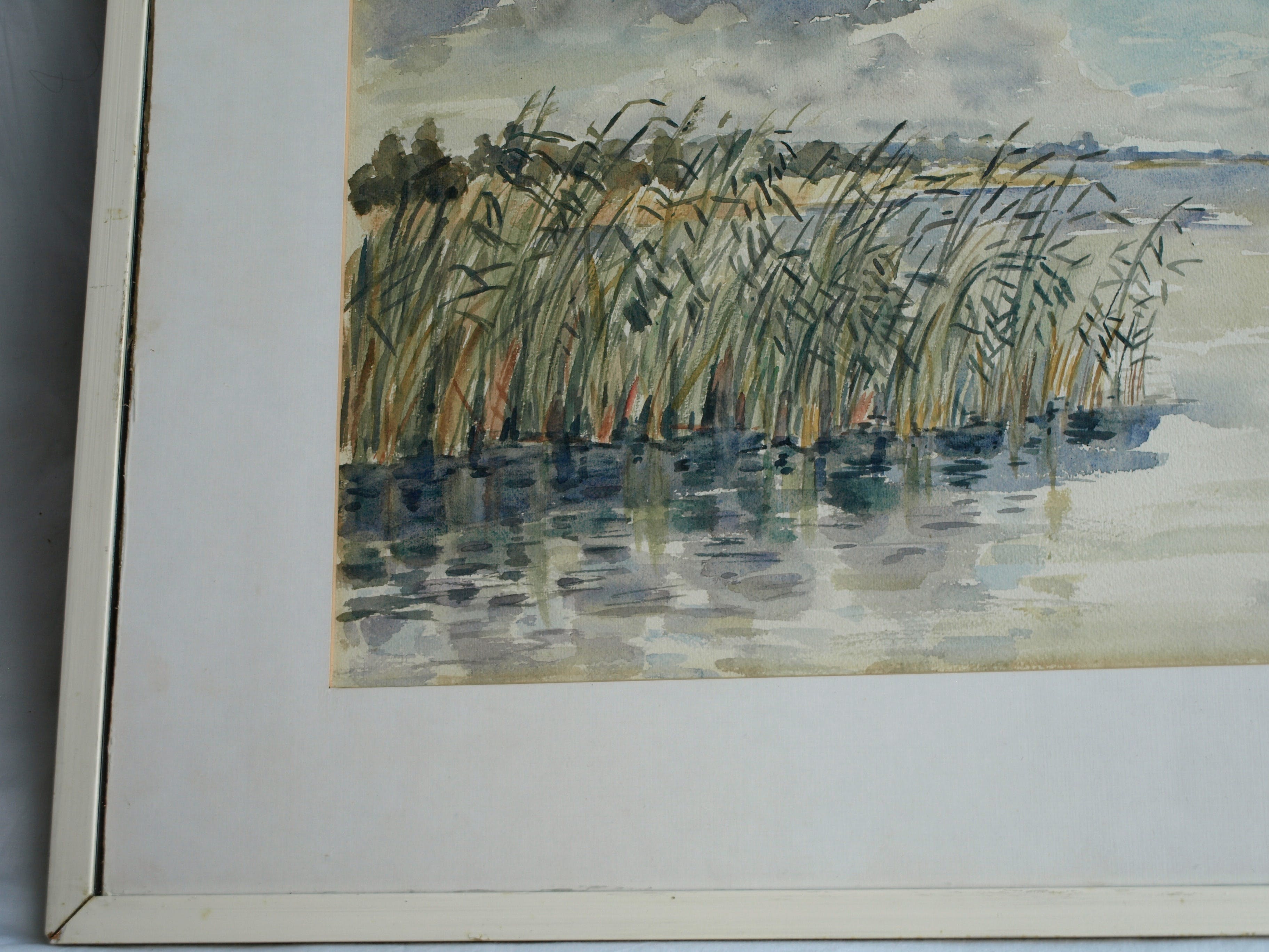 Niet of onleesbaar gesigneerd - Aquarel , Rietkraag – Watergezicht - gesigneerd & ingelijst – 1964  kopen? Bied vanaf 1!