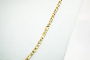 NV96- Lang (55+cm) mooi bewerkt geel gouden 14 karaats "Oyster" schakel  collier kopen? Bied vanaf 810!