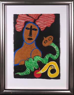 Corneille - Aquagravure, Le serpent et la pomme - Ingelijst (Groot) verkocht voor € 250!