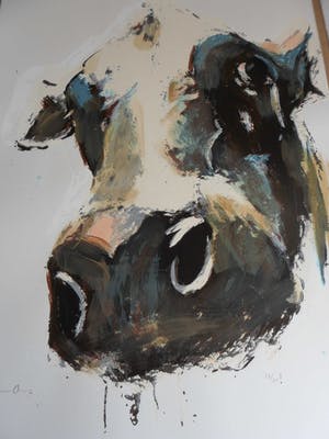 Theo Onnes - Zeefdruk. Titel. "Cow 2 ( Groot ) kopen? Bied vanaf 120!