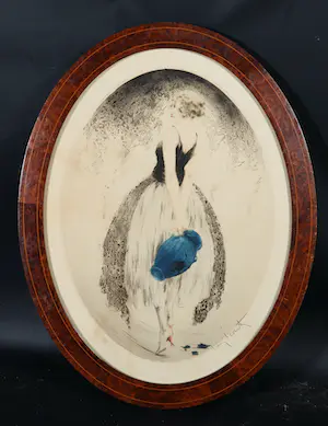 Louis Icart - Ets en aquatint, Vrouw met blauwe kruik - Ingelijst kopen? Bied vanaf 200!