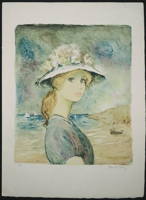 Bernard Charoy - Litho, Meisje op het strand kopen? Bied vanaf 1!