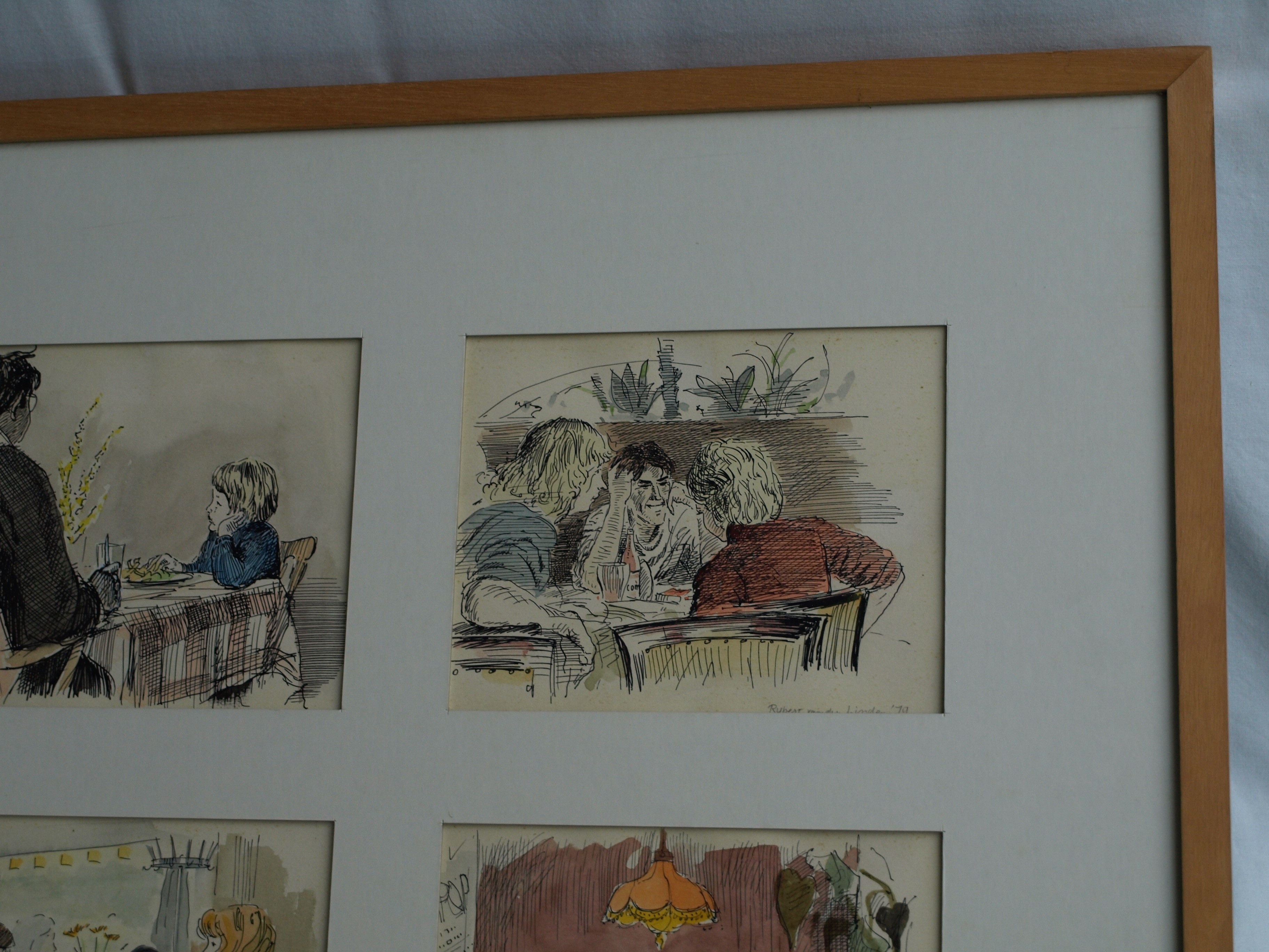 Rupert van der Linden - 4x Aquarel en pentekening , Mensen 9 – gesigneerd & ingelijst - 1979 kopen? Bied vanaf 50!