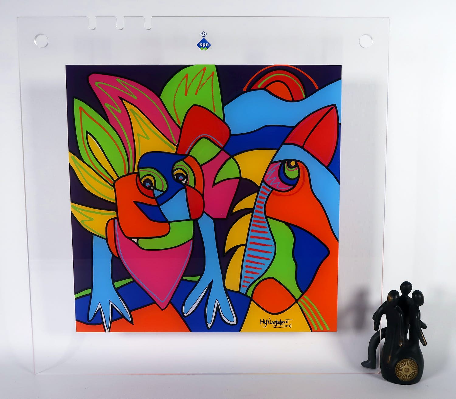 Marianne Naerebout - Perspex, Kleurrijke compositie (lot met bronzen sculptuur door Maarten Benschop) verkocht voor € 20!