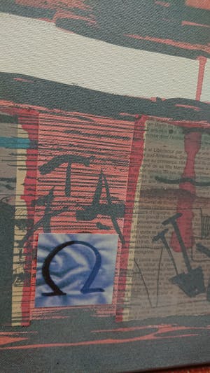 Niet of onleesbaar gesigneerd - olie/collage op canvas kopen? Bied vanaf 1!