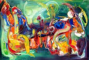 Jan te Wierik - Acryl op doek, ingelijst - 1999(Zeer groot!!) verkocht voor € 5750!