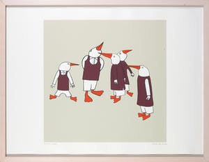 Jeroen Allart - Zeefdruk, Pinguïns - Ingelijst kopen? Bied vanaf 20!