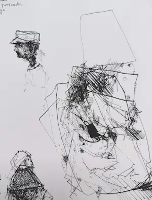 Dirkje Kuik - Nachtwandeling kozakken, inkttekening kopen? Bied vanaf 150!