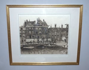 Willem Witsen - Ets - 1912 - het Beurspoortje Amsterdam - fraai ingelijst kopen? Bied vanaf 250!