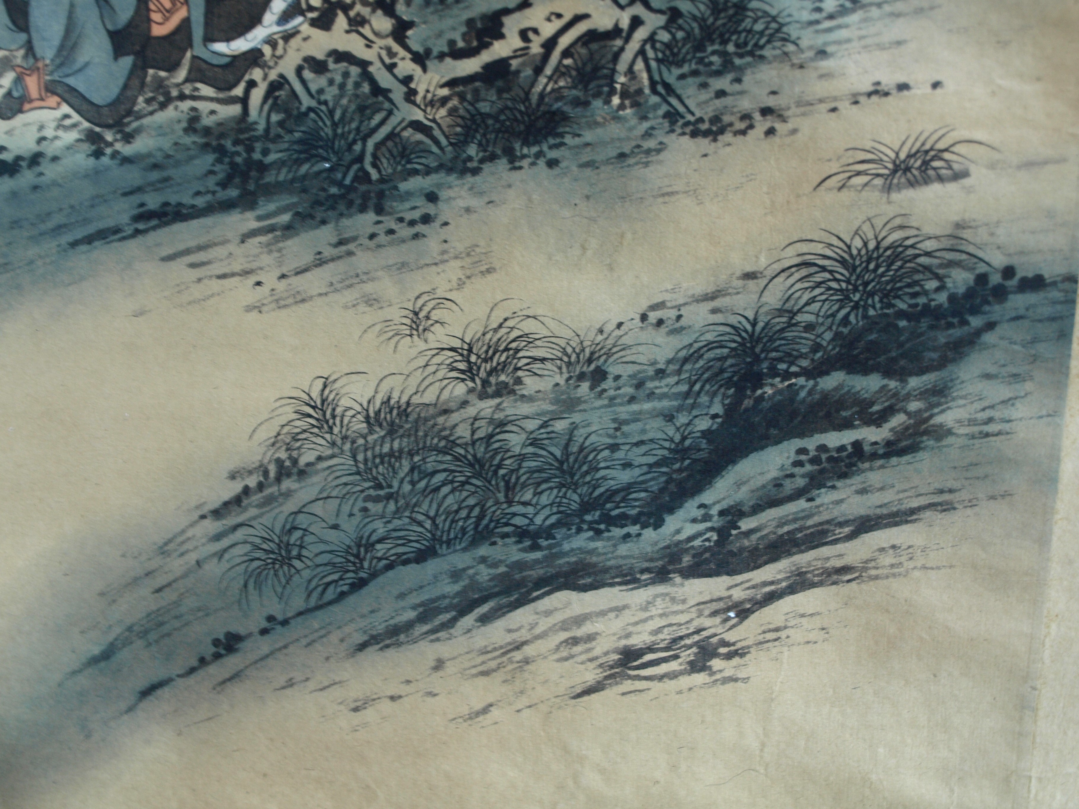 Niet of onleesbaar gesigneerd - Japanse of Chinese scroll, Man onder Boom - Aquarelverf en inkt op papier kopen? Bied vanaf 1!
