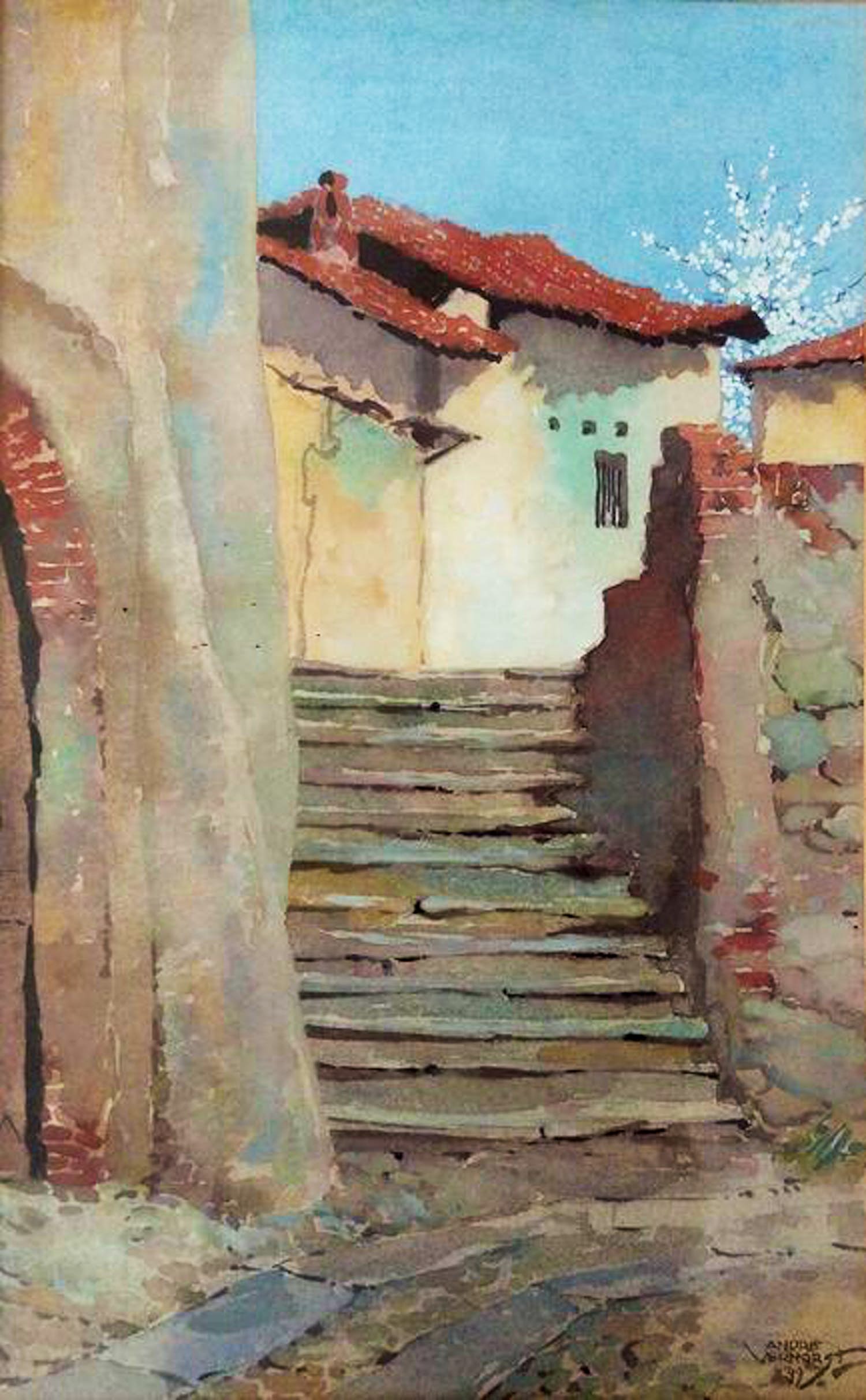 Andre J. Verhorst - Zuid europees stadsgezicht verkocht voor € 35!