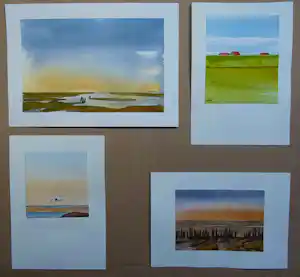 Franklin Meijer - Terschelling - 4 x aquarelstudies verkauft für € 55!
