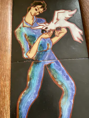 Paul Corriger - 2 ingelijste keramische panelen kopen? Bied vanaf 50!