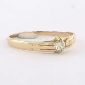 14k geelgouden ring met bolsjewiek geslepen diamant 0.20ct kopen? Bied vanaf 200!