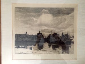 Philip Zilcken - 'Gezicht op Delft' - Ets, Ingelijst kopen? Bied vanaf 60!