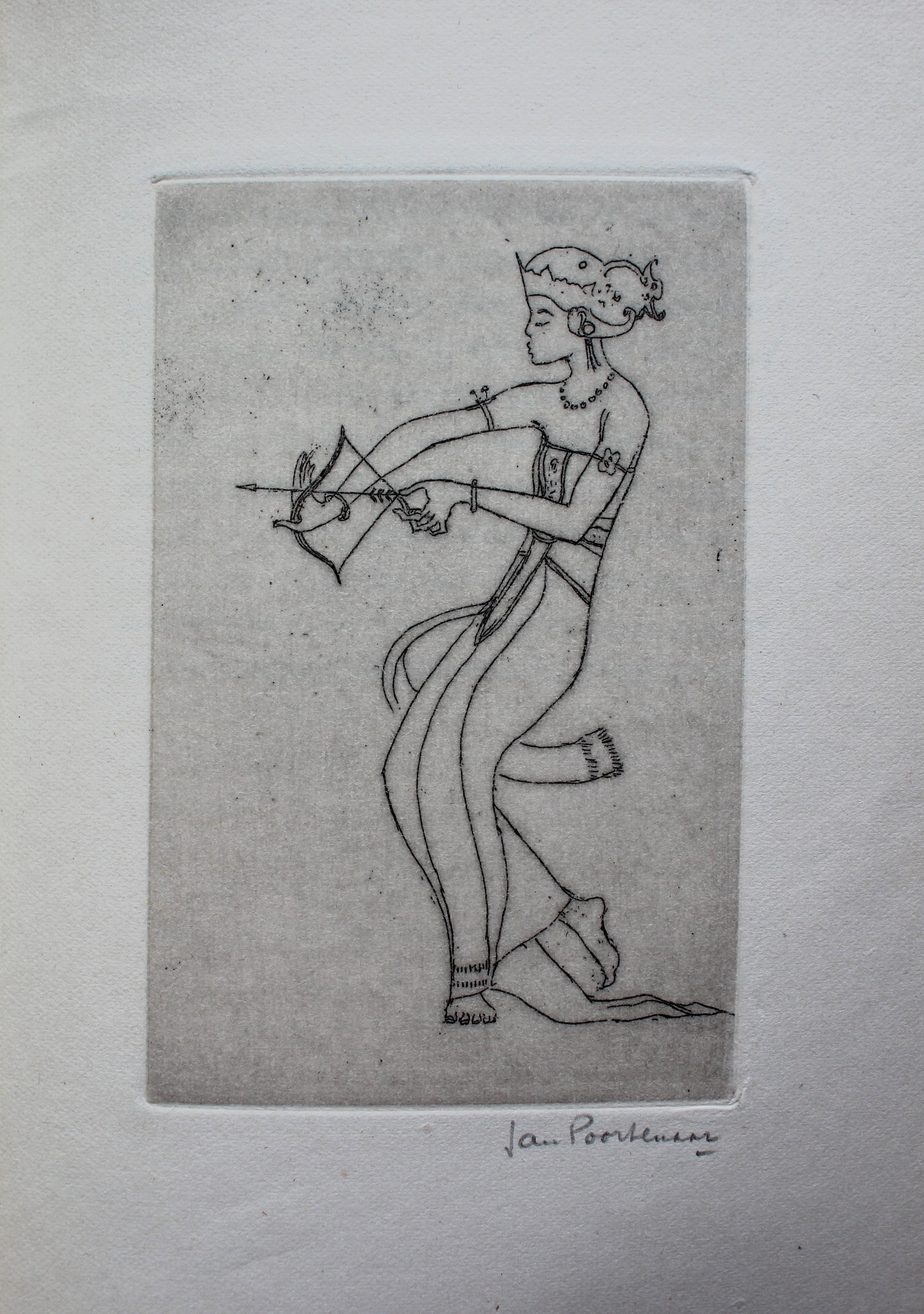 Jan Poortenaar - ets: Javaansche Hofdanseres - 1929 verkocht voor € 35!