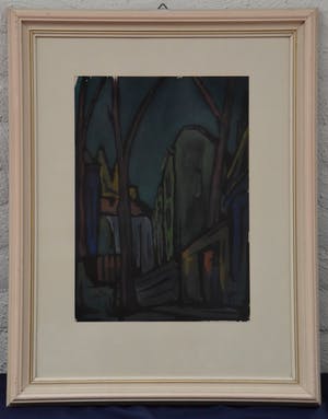 Frans Letanche - Straatje - 1950 - gouache op papier - BKR Amsterdam kopen? Bied vanaf 20!