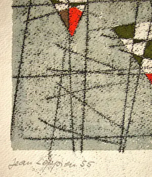 Jean Leppien - Trois cales suspendus - 1955 - Houtsnede met handkleuring - Handgesigneerd kopen? Bied vanaf 250!