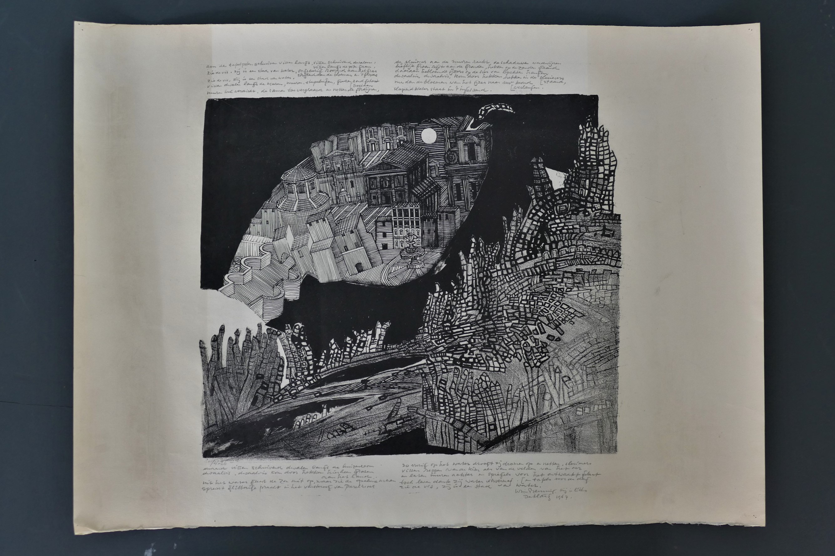 Wim Beuning - Litho met gedicht kopen? Bied vanaf 25!