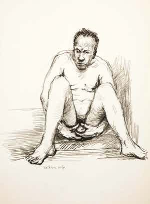 Aat Veldhoen - Rotaprint, Zittend naakt verkocht voor € 35!