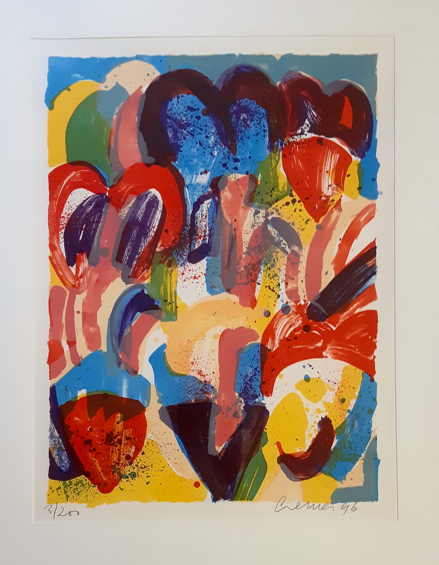 Jan Cremer - Zeefdruk " Tulipe 01-96". Mooi ingelijst. verkocht voor € 300!