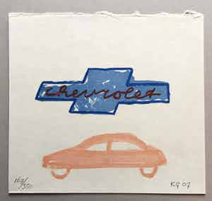 Klaas Gubbels - litho op handgeschept papier 'Chevrolet' - 2007 verkocht voor € 145!