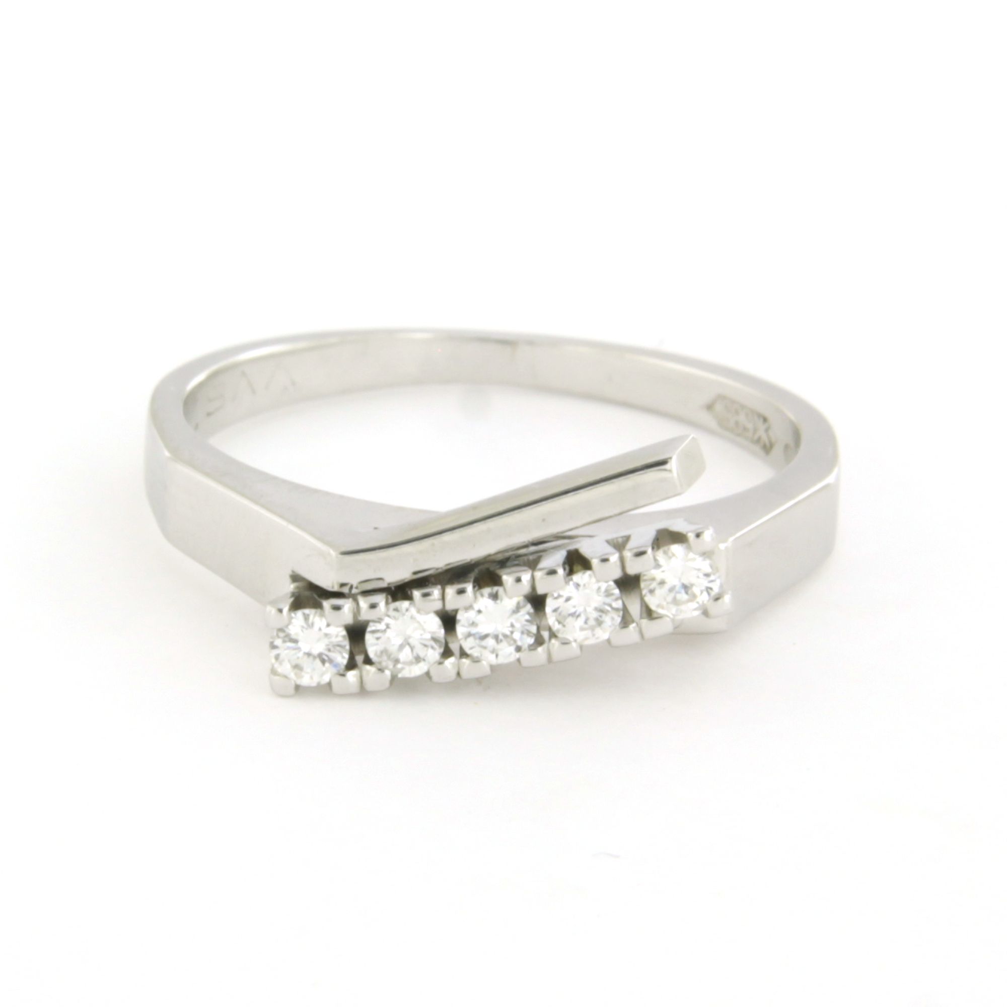 14k witgouden ring met briljant geslepen diamant tot. 0.30ct – F/G - VS/SI kopen? Bied vanaf 435!