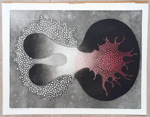 Harry van Kruiningen - Eerste ontstaan primitieve DNA strengen, kleurenets met reliëf kopen? Bied vanaf 150!