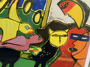 Corneille - Zeefdruk EAIX/XL - Vrouw met vogel - Ingelijst kopen? Bied vanaf 200!