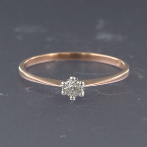 14K Goud - rood- en witgouden ring bezet met diamant - ringmaat 16 (50) kopen? Bied vanaf 55!