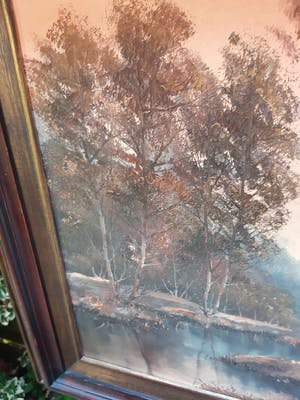 Gerry van der Linden - Boslandschap, Berkenbomen aan Ven kopen? Bied vanaf 25!