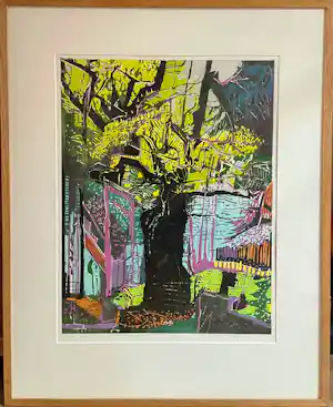 Vincent van Ojen - Oude Eik - Houtsnede - 2001 - Ingelijst vendu pour 250€ !