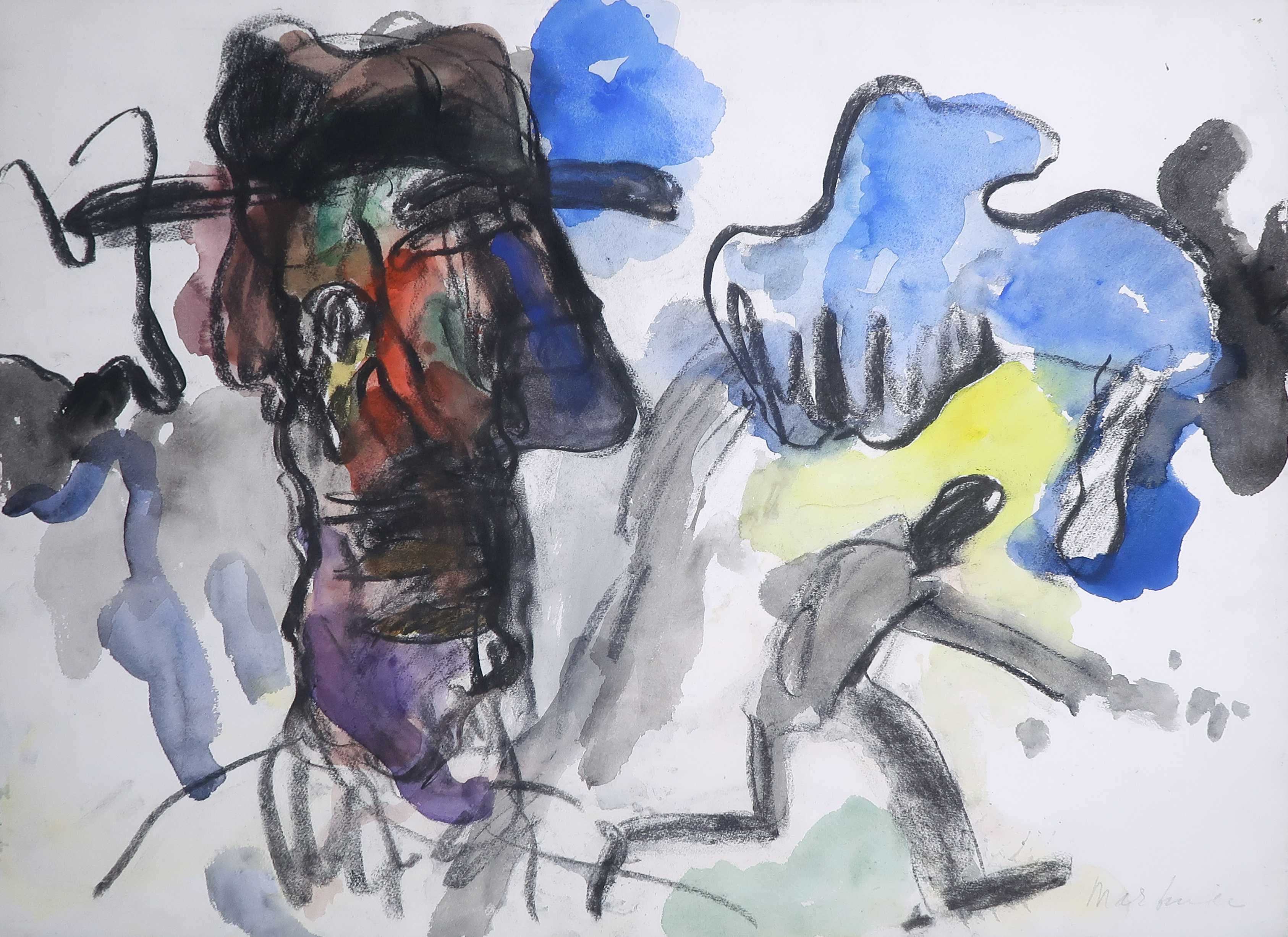 Anton Martineau - Aquarel en houtskool op papier, Zonder titel verkocht voor € 60!