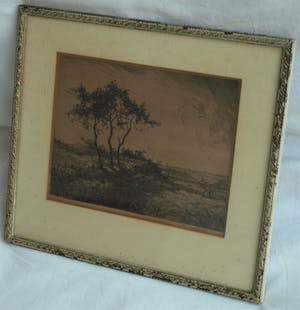 Willem Frederik Noordijk - Ingelijste ets , Landschap – ca 1925 kopen? Bied vanaf 1!