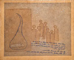 Jan Montyn - Kleurenets: 'Compositie met figuren en tekst' (1975). kaufen? Bieten Sie von 50!