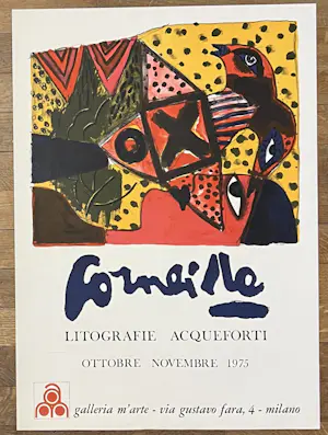 AcheterCorneille - Oude lithografische poster uit 1975: “Corneille lithographie acqueforti” Milaan? Enchérissez de 60!