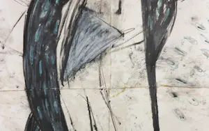 Leonie Greefkens - Gemengde techniek op papier, De tuinman en de dood - Ingelijst (Zeer groot) kopen? Bied vanaf 1!