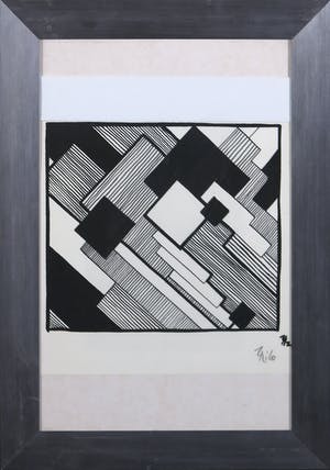 Thilo Maatsch - Houtsnede, Abstracte compositie - Ingelijst kopen? Bied vanaf 70!