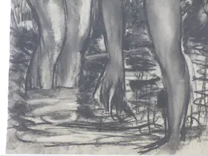 Willem van Dort - Twee badende vrouwen - Tekening/houtskool kopen? Bied vanaf 50!