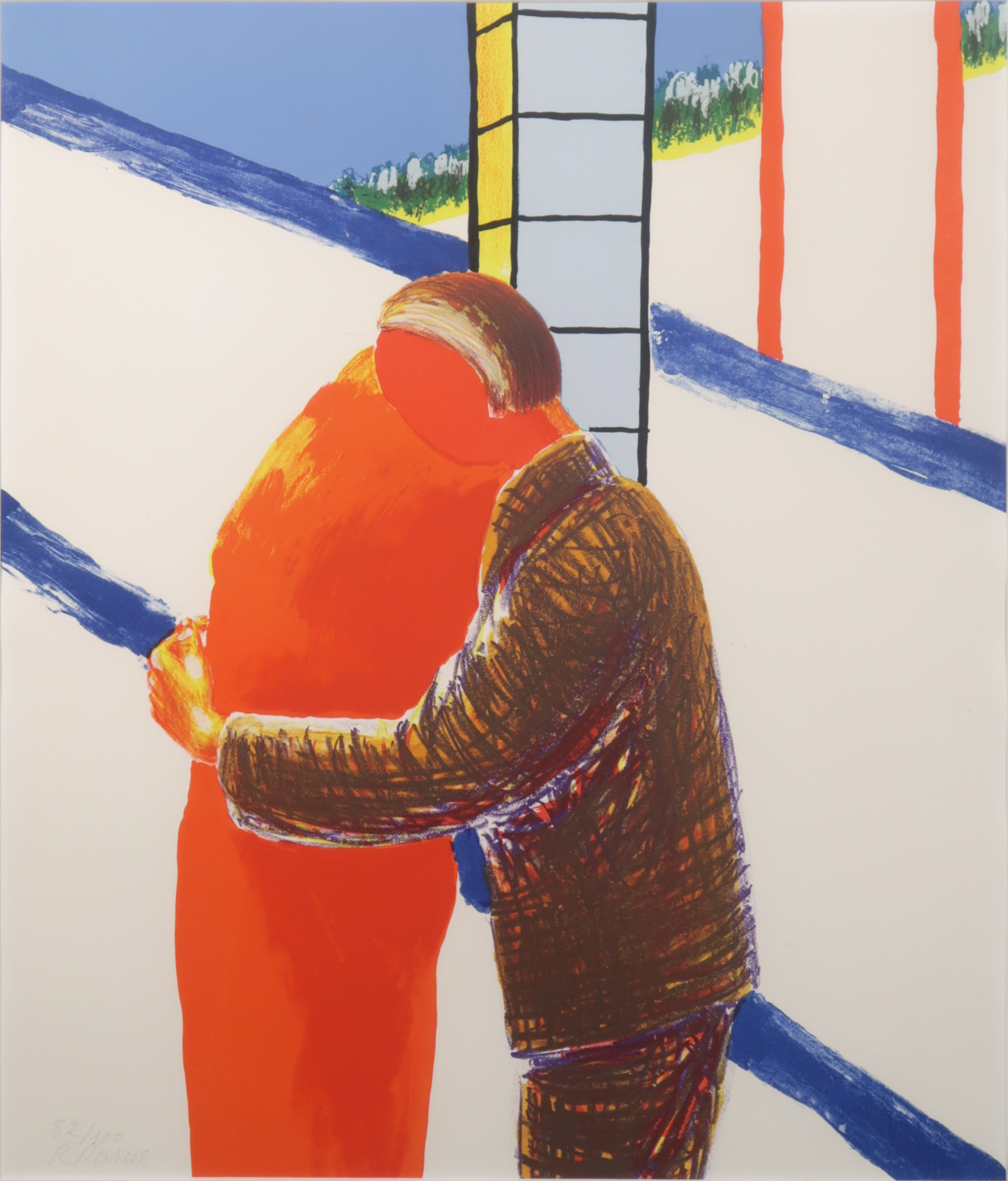 Roger Raveel - Kleurenlitho, Omhelzing - Ingelijst kopen? Bied vanaf 550!