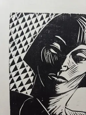 Leon Janssen - Portret vrouw. Naakt. Houtsnede. kopen? Bied vanaf 99!