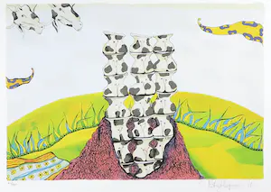 Patty Harpenau - Zeefdruk, Stapel op koeien - Ingelijst kopen? Bied vanaf 50!