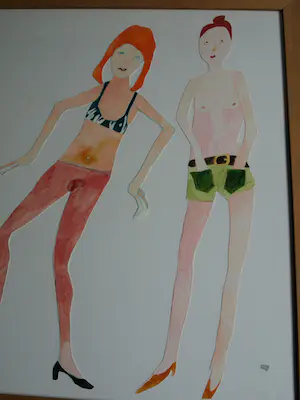 Vanessa Beecroft - Collage en acrylverf , Jonge vrouwen 2 – ingelijst, 94 x 134 cm - 1993 kopen? Bied vanaf 750!