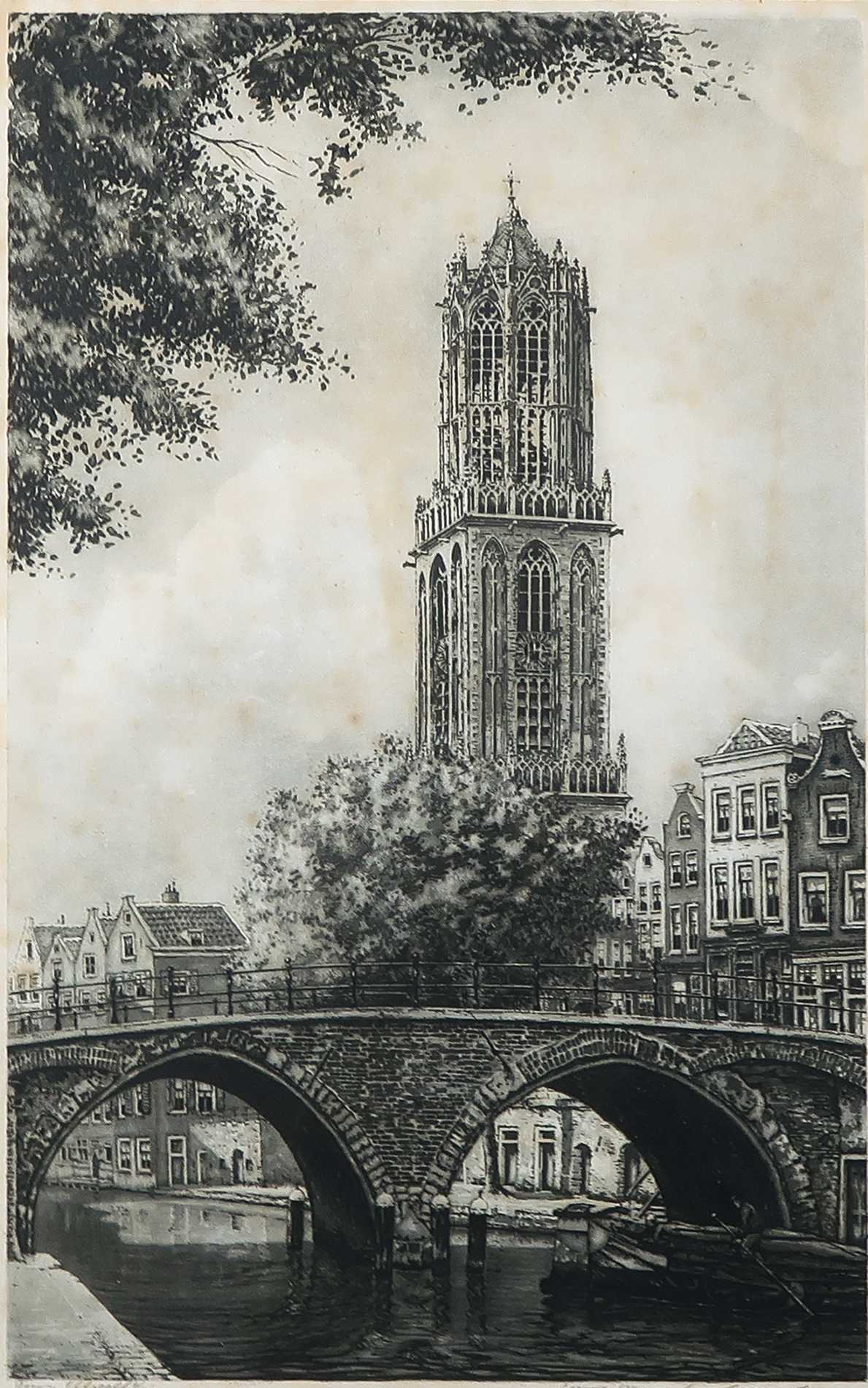 Cornelis Brandenburg - Ets, Dom Utrecht - Ingelijst kopen? Bied vanaf 1!