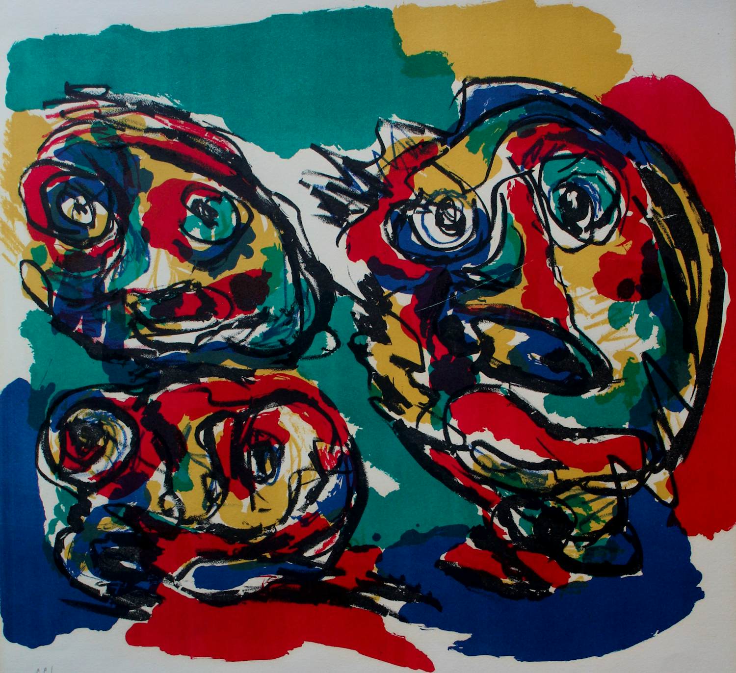 Karel Appel - Litho: Three heads kopen? Bied vanaf 495!