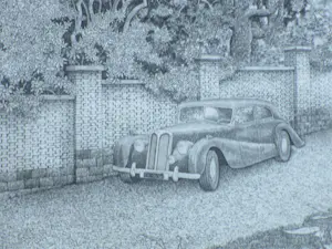 Philip Wiesman - Lommerrijke omgeving met automobiel - Ets kopen? Bied vanaf 70!